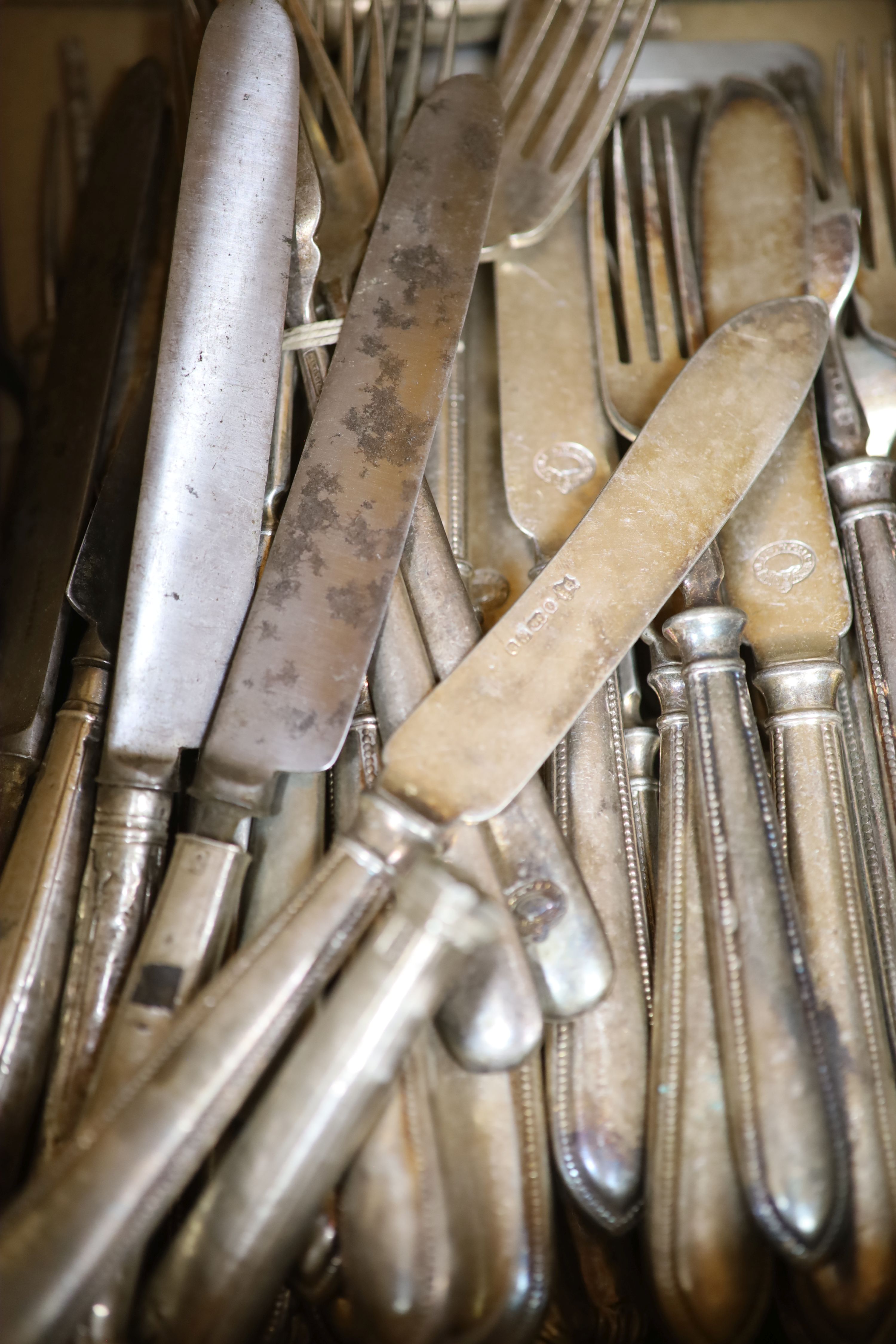 A quantity of silver and plated ware including cutlery